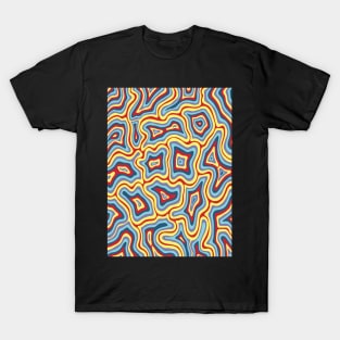 Yellow Blue Purple Red Groovy Liquid Marble Swirl T-Shirt